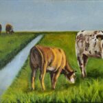 Koeien in de polder | Doek 20x30 cm | 2025 | Olieverf