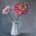 Dahlia's | Doek 24x30 cm | olieverf | 2025 | €195,00